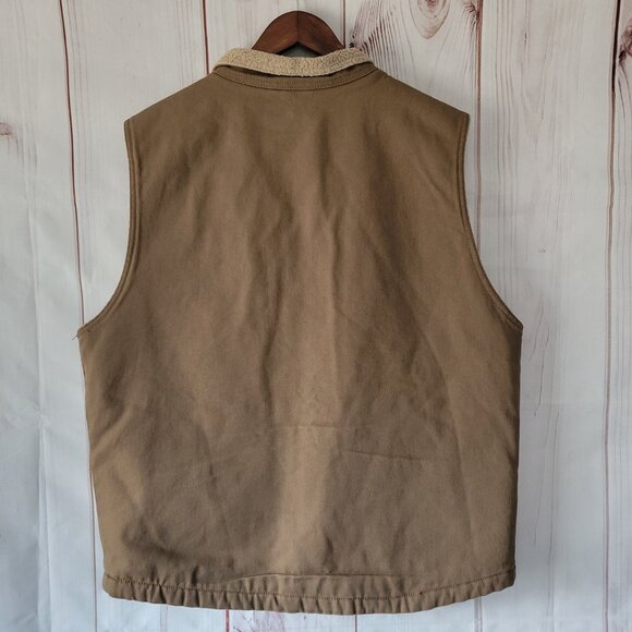 Wolverine 100% Cotton Canvas Sherpa Lined Work Full Zip Vest, Men’s L, Brown, Pl - Picture 2 of 10